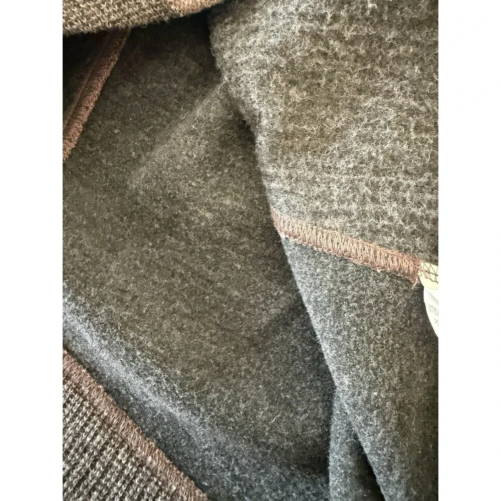 PrAna Brandie Sweater Womens Brown  Gray Wool Blend Pullover Snap High Neck XL